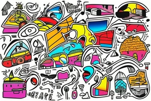 city colourful landscape. tattoo idea
