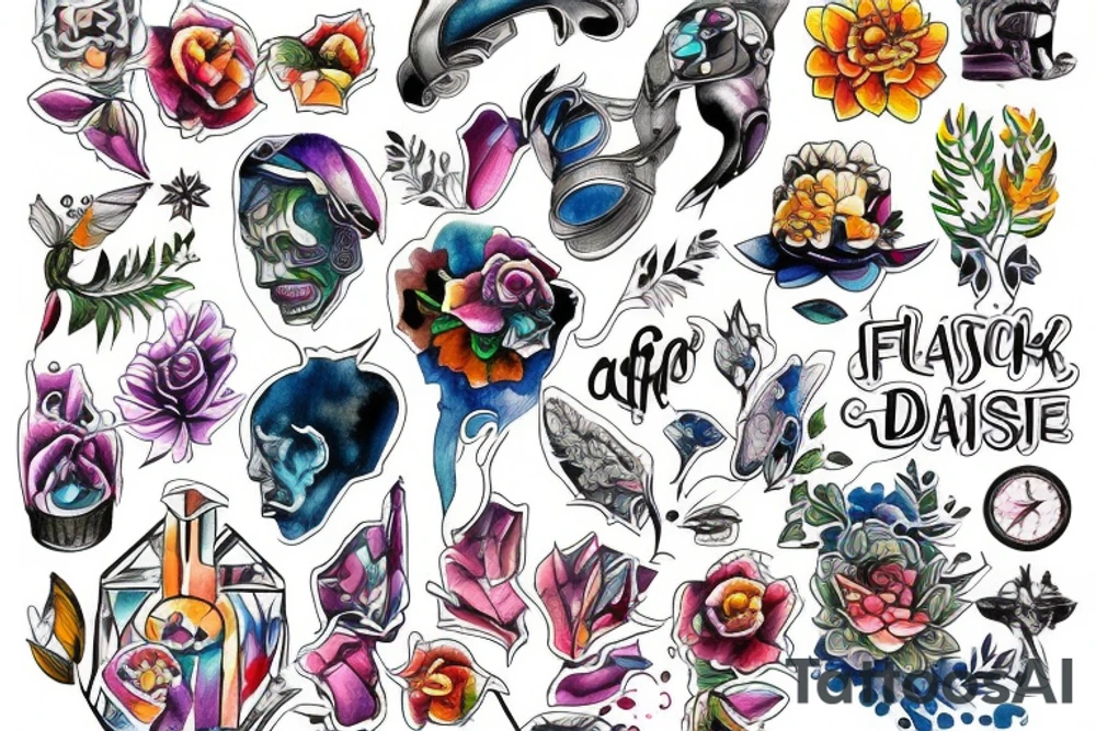 city colourful tattoo idea