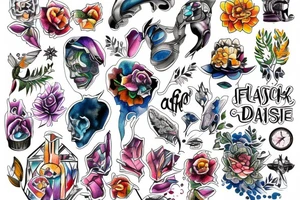 city colourful tattoo idea