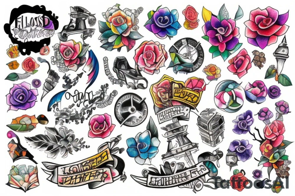 city colourful tattoo idea