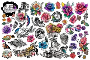 city colourful tattoo idea