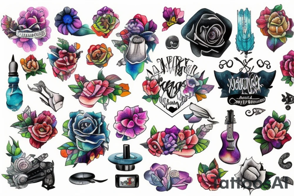 city colourful tattoo idea