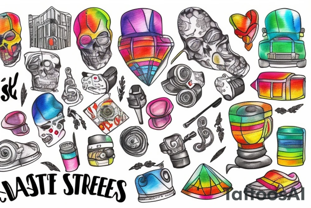 city colourful streets tattoo idea