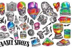 city colourful streets tattoo idea
