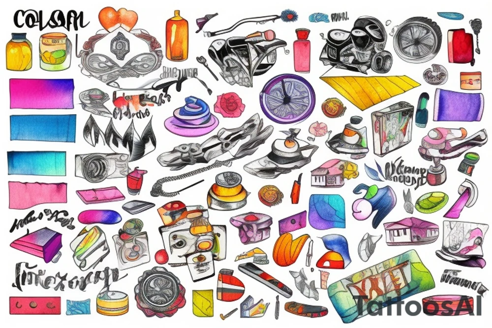 city colourful streets tattoo idea