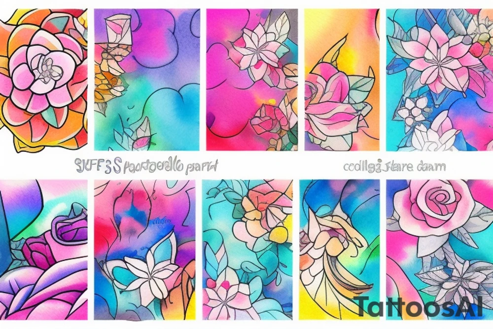 city cute soft colourful tattoo idea