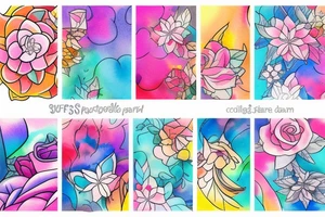 city cute soft colourful tattoo idea