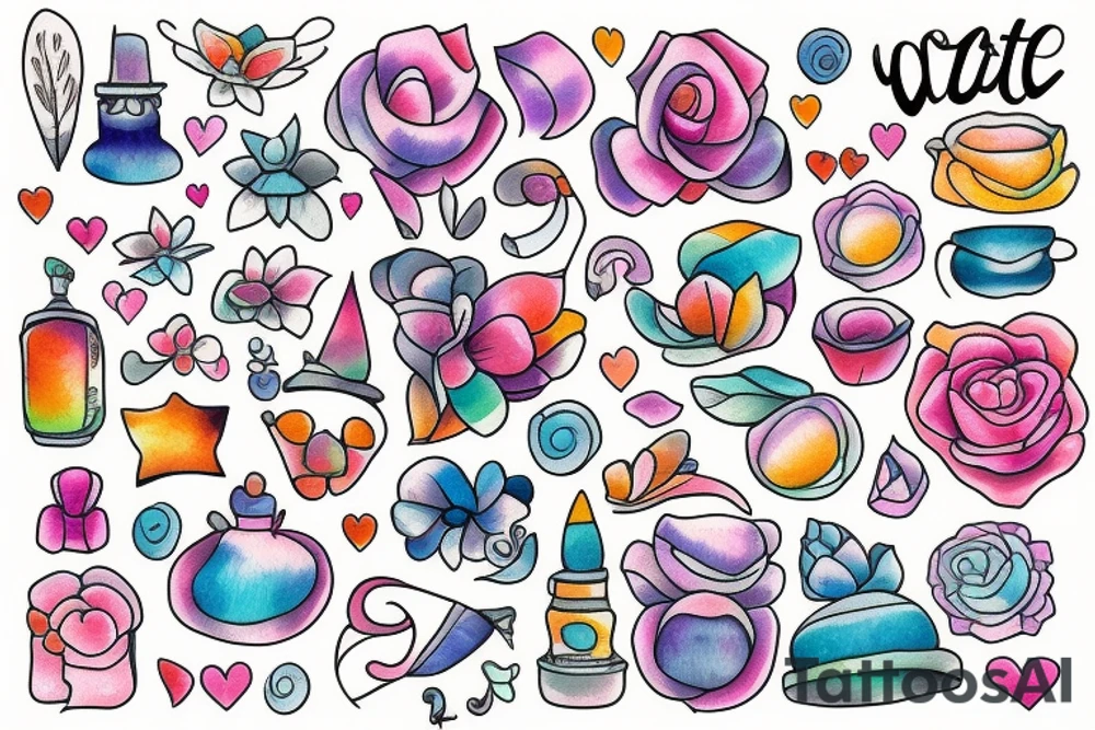 city cute soft colourful tattoo idea