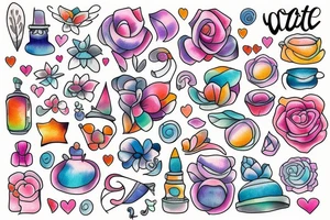 city cute soft colourful tattoo idea