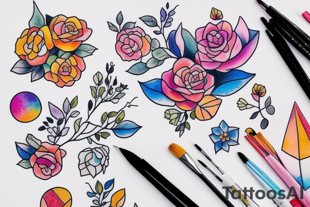cute soft colourful tattoo idea