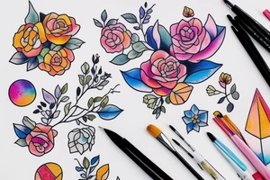 cute soft colourful tattoo idea