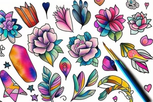 cute soft colourful tattoo idea