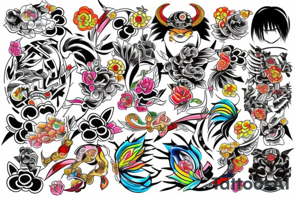 Colourful Tokyo tattoo idea