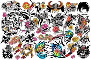 Colourful Tokyo tattoo idea