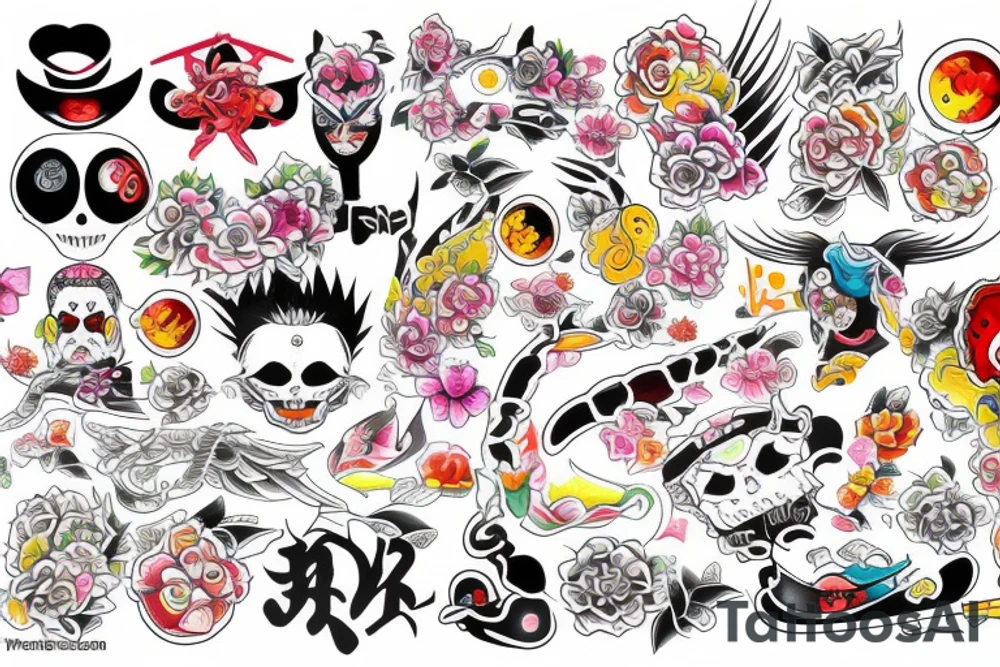 Colourful Tokyo tattoo idea