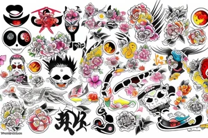 Colourful Tokyo tattoo idea