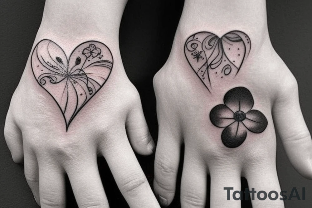 I would like to get several small tattoos that are suitable for placement on my fingers and hands. These tattoos can be either in color or black and white. Some examples of designs that I would like are stars, hearts, flowers, or other cute images that are simple yet visually appealing. I would like these tattoos to be understated but still noticeable, and I am open to suggestions for other designs that would work well on such a small canvas. Ultimately, I want these tattoos to be a fun and unique expression of my personal style and interests. tattoo idea