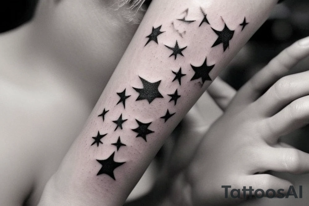 I would like to get several small tattoos that are suitable for placement on my fingers and hands. These tattoos can be either in color or black and white. Some examples of designs that I would like are stars, hearts, flowers, or other cute images that are simple yet visually appealing. I would like these tattoos to be understated but still noticeable, and I am open to suggestions for other designs that would work well on such a small canvas. Ultimately, I want these tattoos to be a fun and unique expression of my personal style and interests. tattoo idea