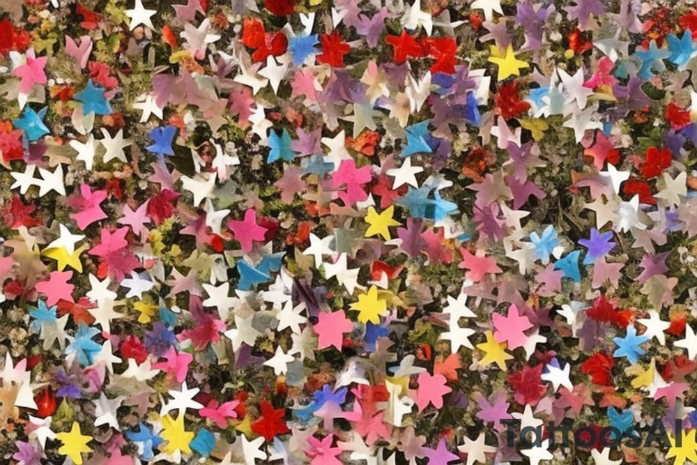 I would like to have several small images, such as stars, hearts, flowers, or any other cute and simple design that you can suggest. The size of each image should be relatively small, around a few centimeters at most. I am looking for a collection of small, meaningful symbols that represent different aspects of my personality and values, and that will serve as a reminder of what matters most to me tattoo idea