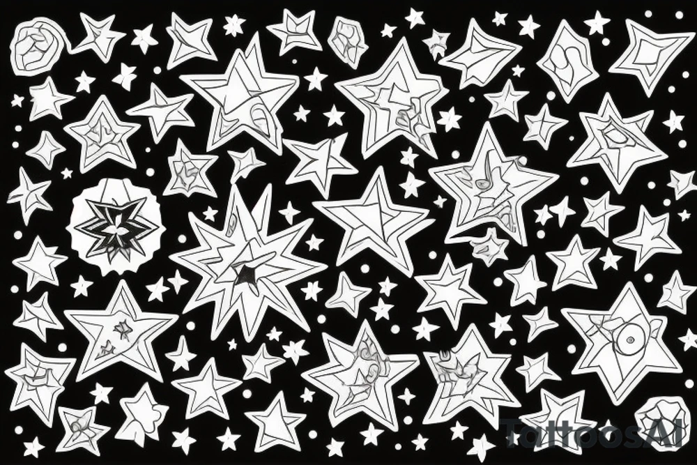 Stars colourful tattoo idea