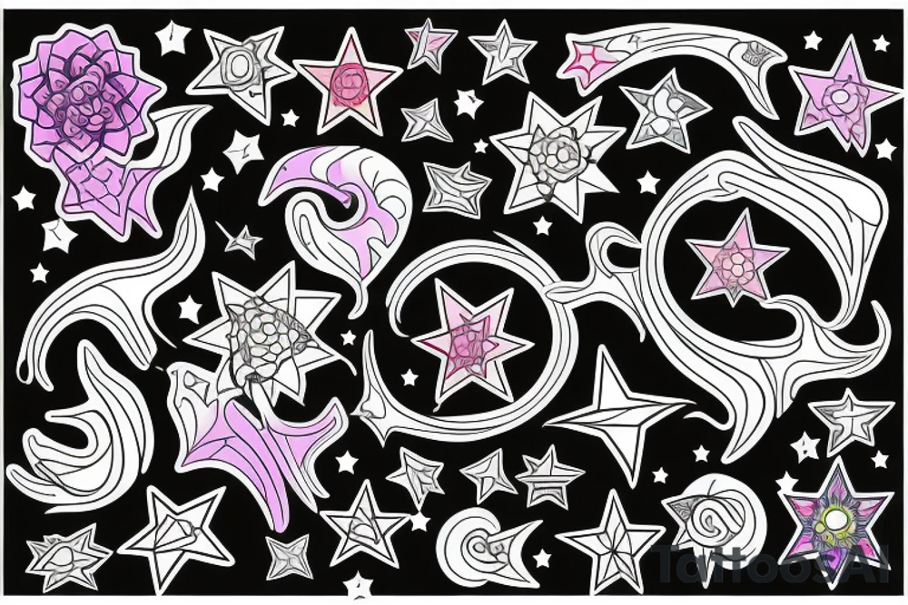 Stars colourful tattoo idea