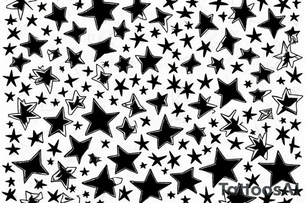 Stars colourful tattoo idea