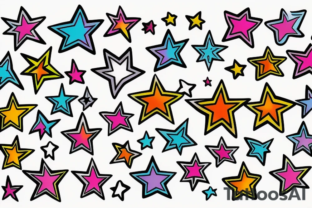 Stars colourful tattoo idea