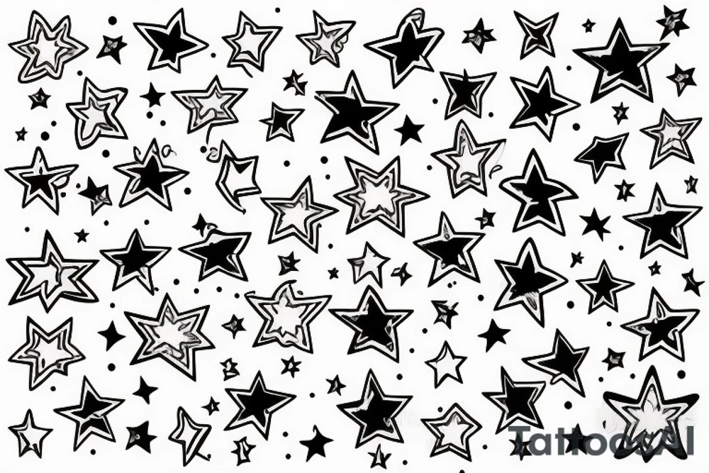 Stars colourful tattoo idea