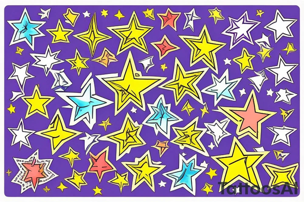 Stars colourful tattoo idea