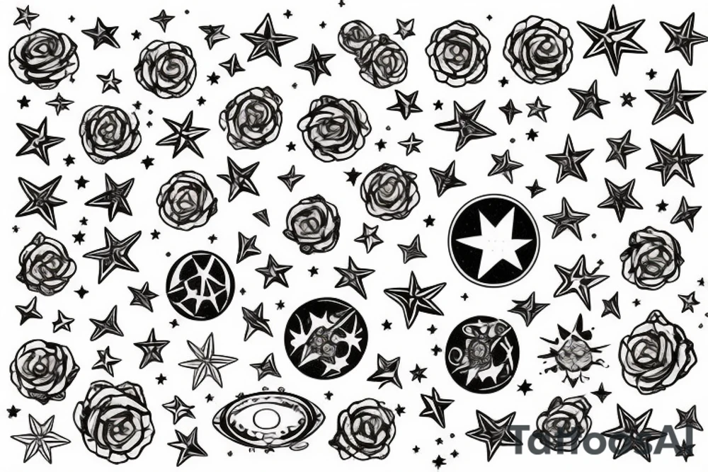 Stars colourful tattoo idea