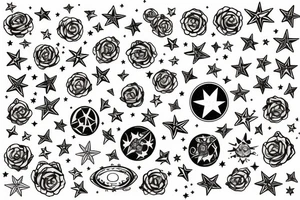 Stars colourful tattoo idea