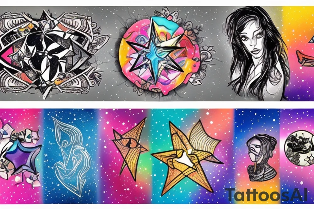 Stars colourful tattoo idea
