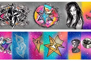 Stars colourful tattoo idea