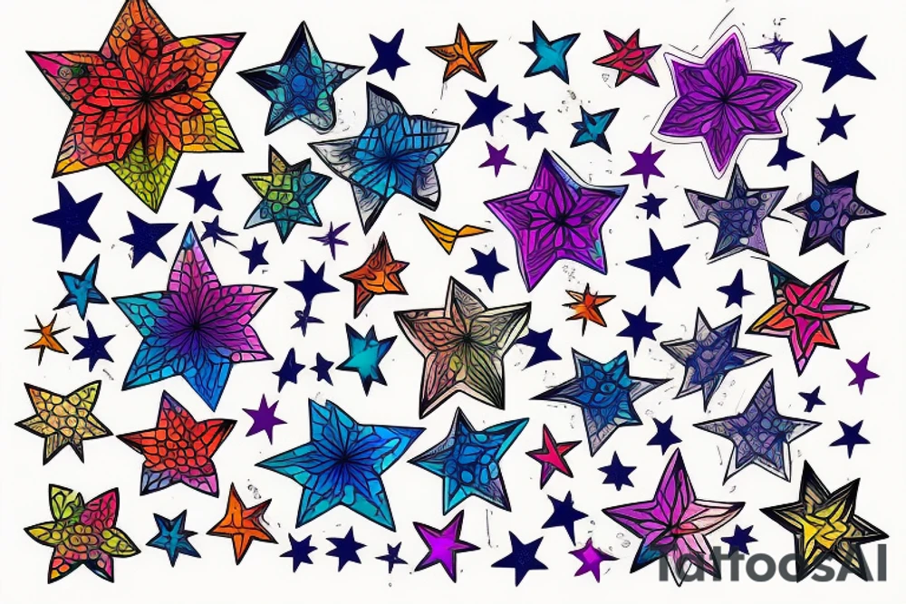 Stars colourful tattoo idea