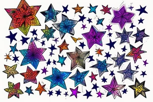Stars colourful tattoo idea