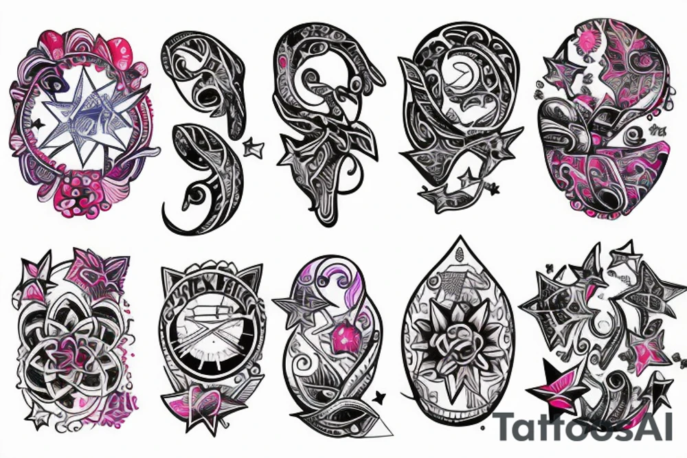Stars colourful tattoo idea