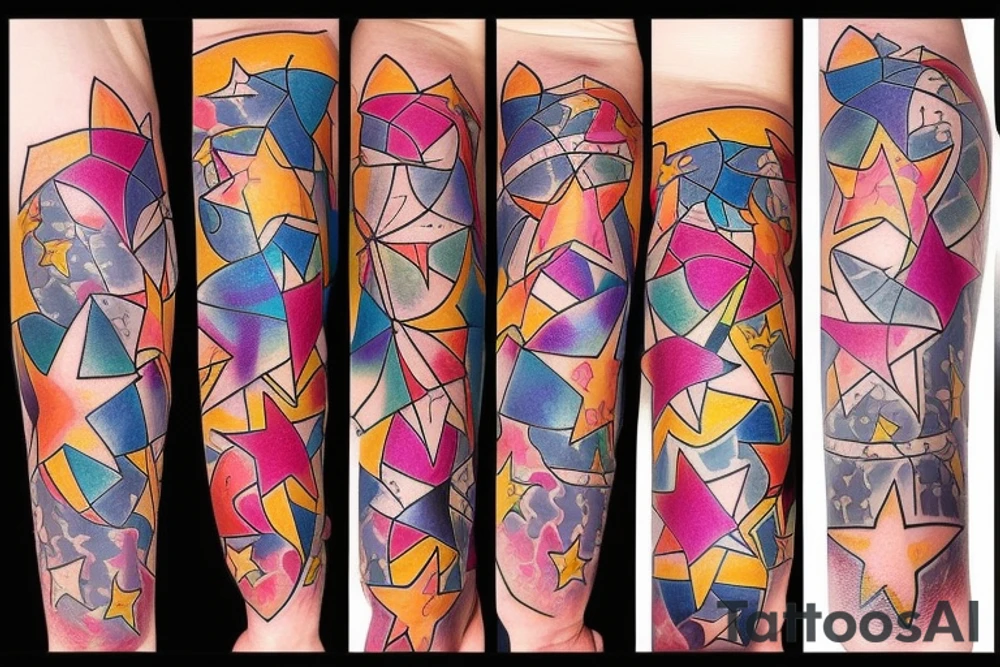 Stars colourful tattoo idea