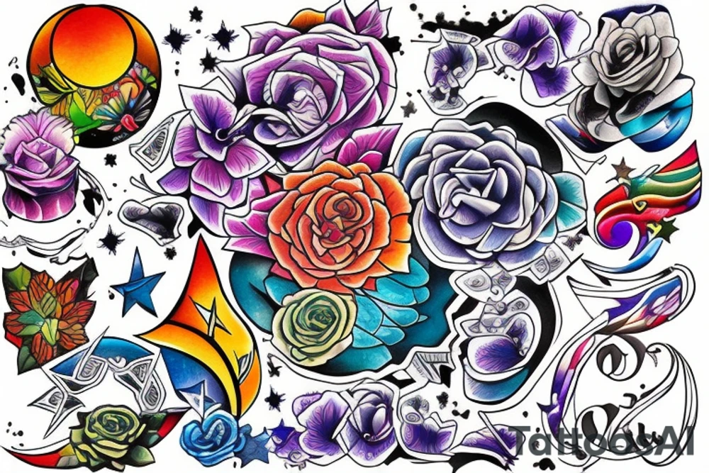 Stars colourful tattoo idea