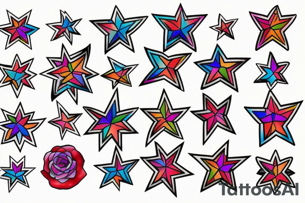 Stars colourful tattoo idea