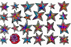 Stars colourful tattoo idea