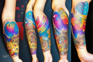 Space universe colourful tattoo idea