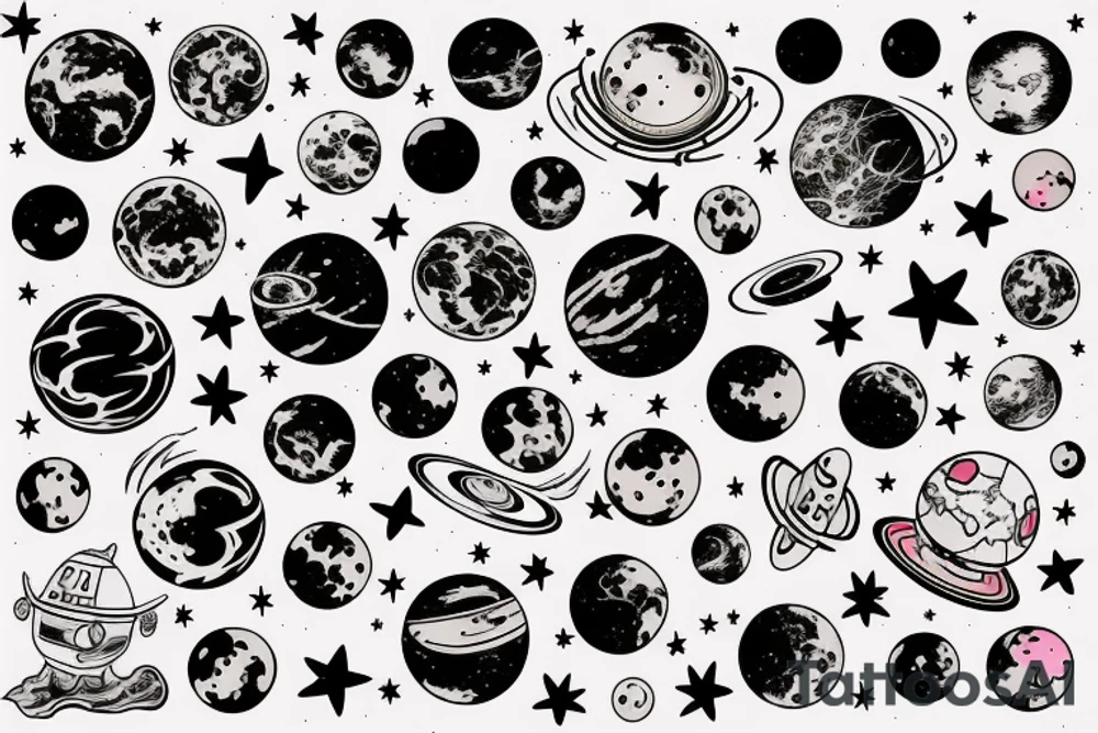 Space universe colourful tattoo idea