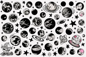 Space universe colourful tattoo idea