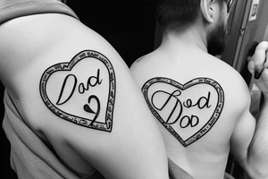 Dad bod writing in love heart tattoo idea