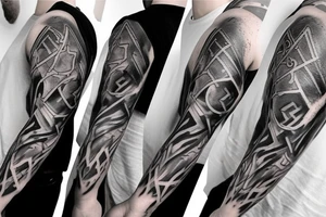A sleeve that looks like scar's from full metal alchemist but incorporates the five solae of protestant Christian belief tattoo idea