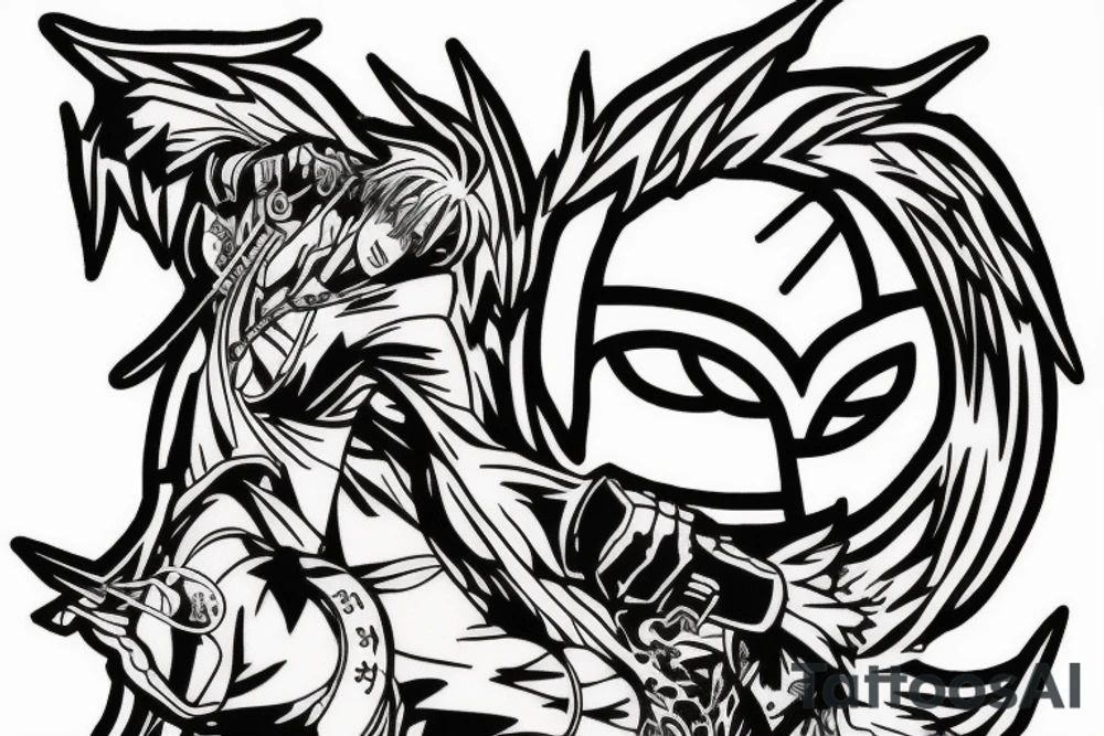 Line art that looks like scar's tattoo from full metal alchemist but incorporates the five solae of protestant Christian belief tattoo idea