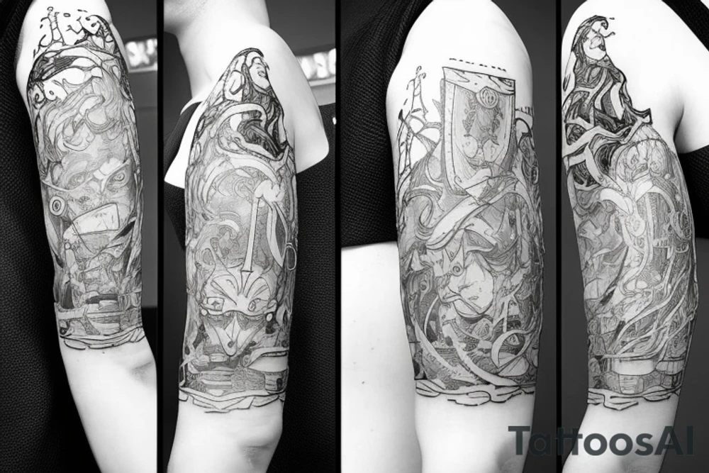 Cool line art tattoo of the five solae tattoo idea