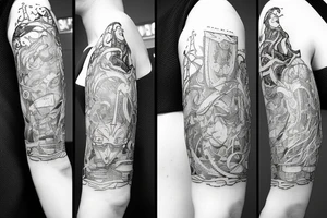 Cool line art tattoo of the five solae tattoo idea