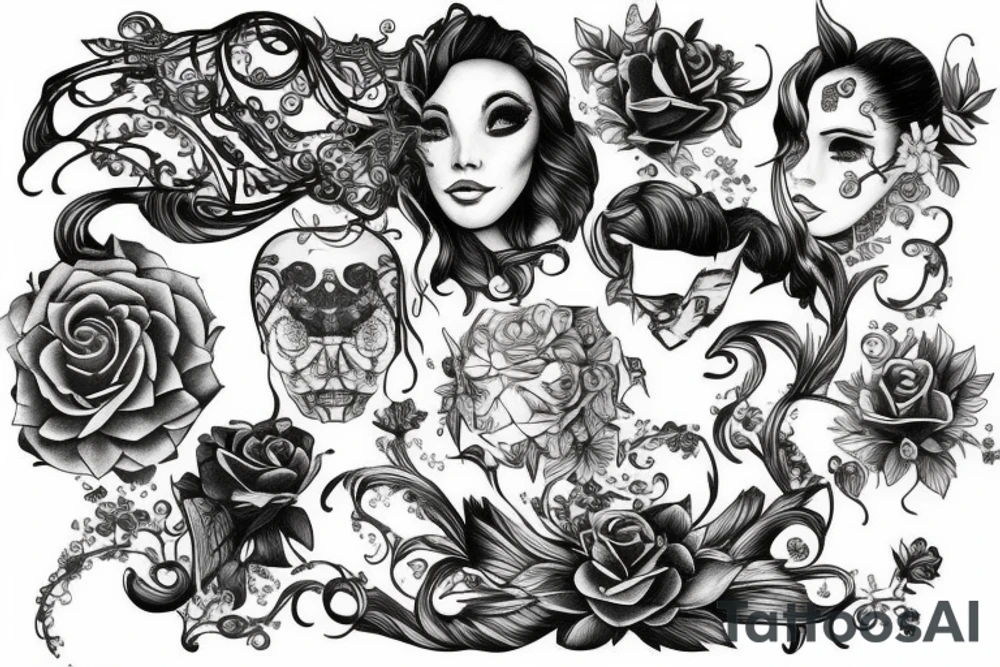 Cool line art tattoo of the five solae tattoo idea