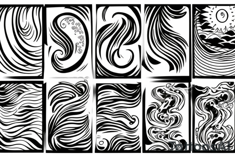 Sea, waves, sun tattoo idea